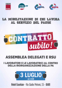 Assemblea a Bari per delegati e RSU