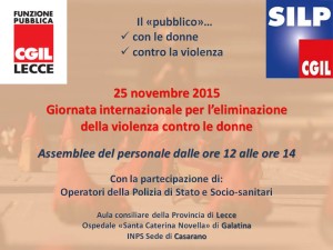 25 NOVEMBRE: GIORNATA INTERNAZIONALE PER L’ELIMINAZIONE DELLA VIOLENZA CONTRO LE DONNE